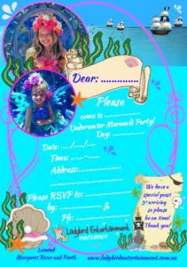 Mermaid Invite Mermaid party invitations with a picture of a little girl.