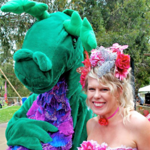 A woman dressed as a dragon.